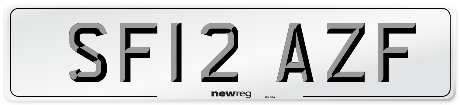 SF12 AZF Number Plate from New Reg